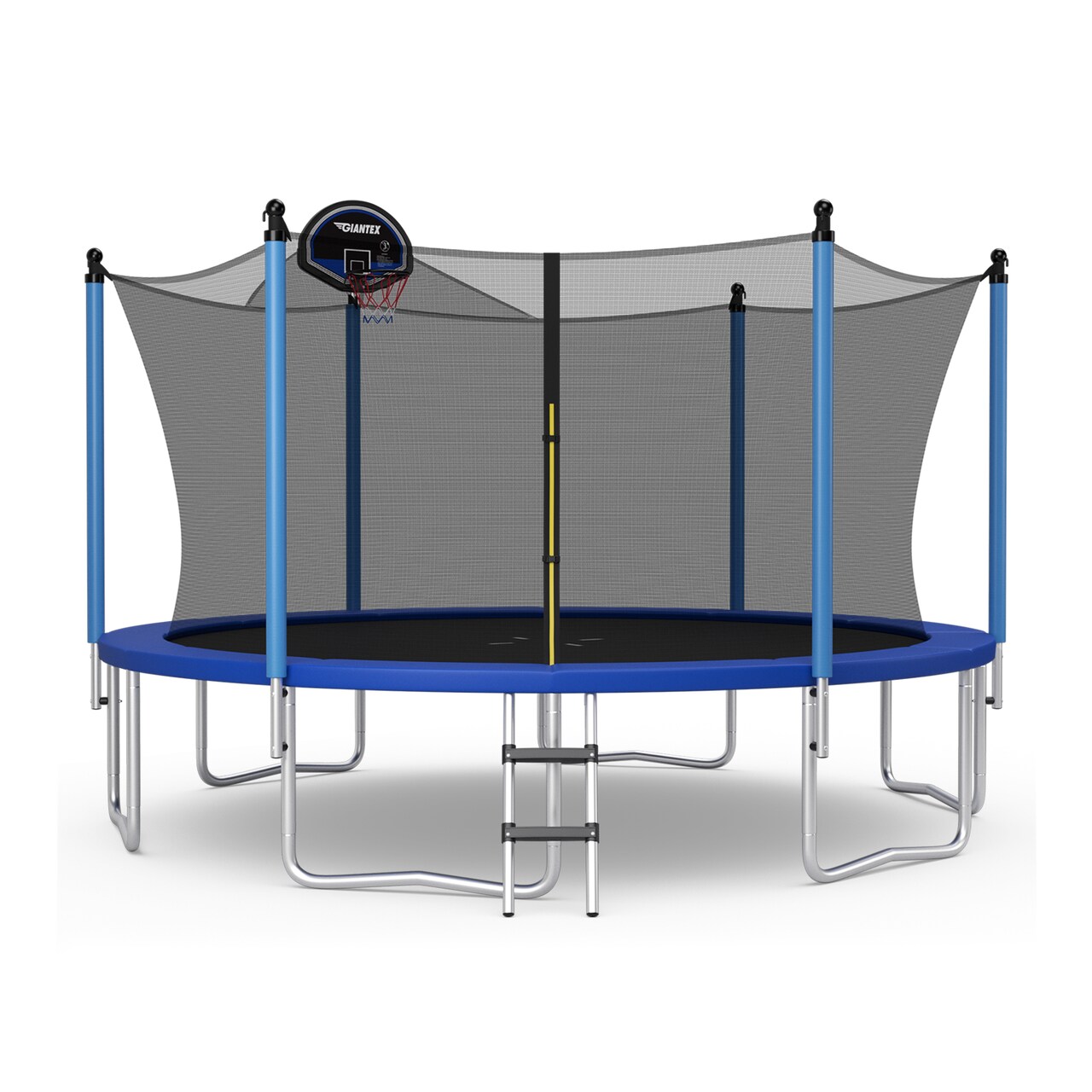 Outdoor Recreational Trampoline with Ladder and Enclosure Net